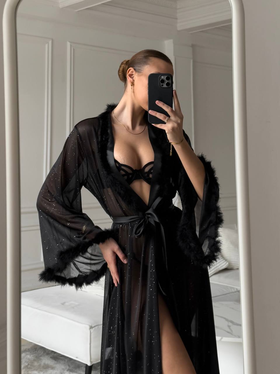 Black Transparent Bathrobe – Sensual elegance at your fingertips