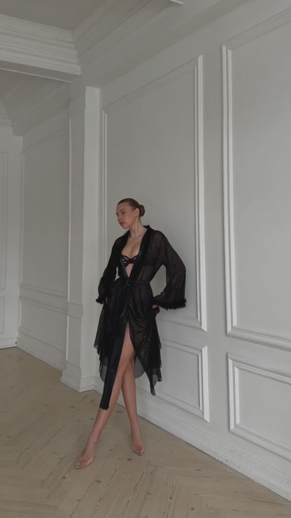 Black Transparent Bathrobe – Sensual elegance at your fingertips